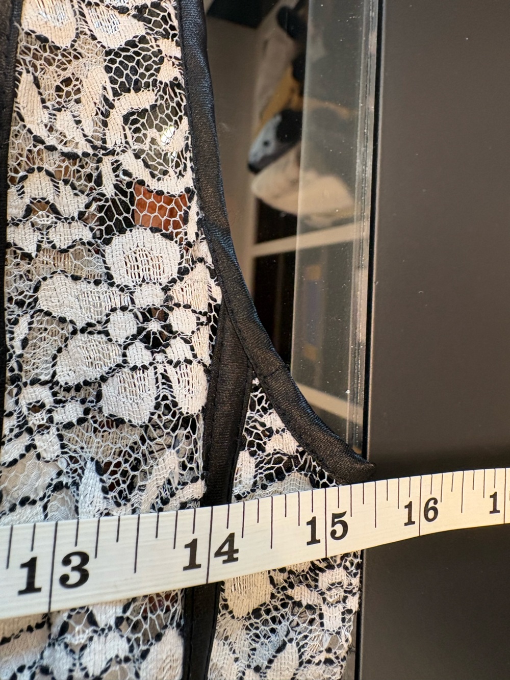 SLNY Black and White Sleeveless Striped Lace Midi Dress - Picture 8 of 11